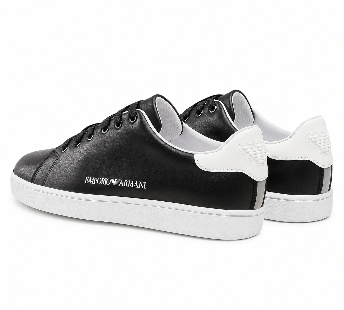 Emporio Armani Woman Sneakers Leather White Black