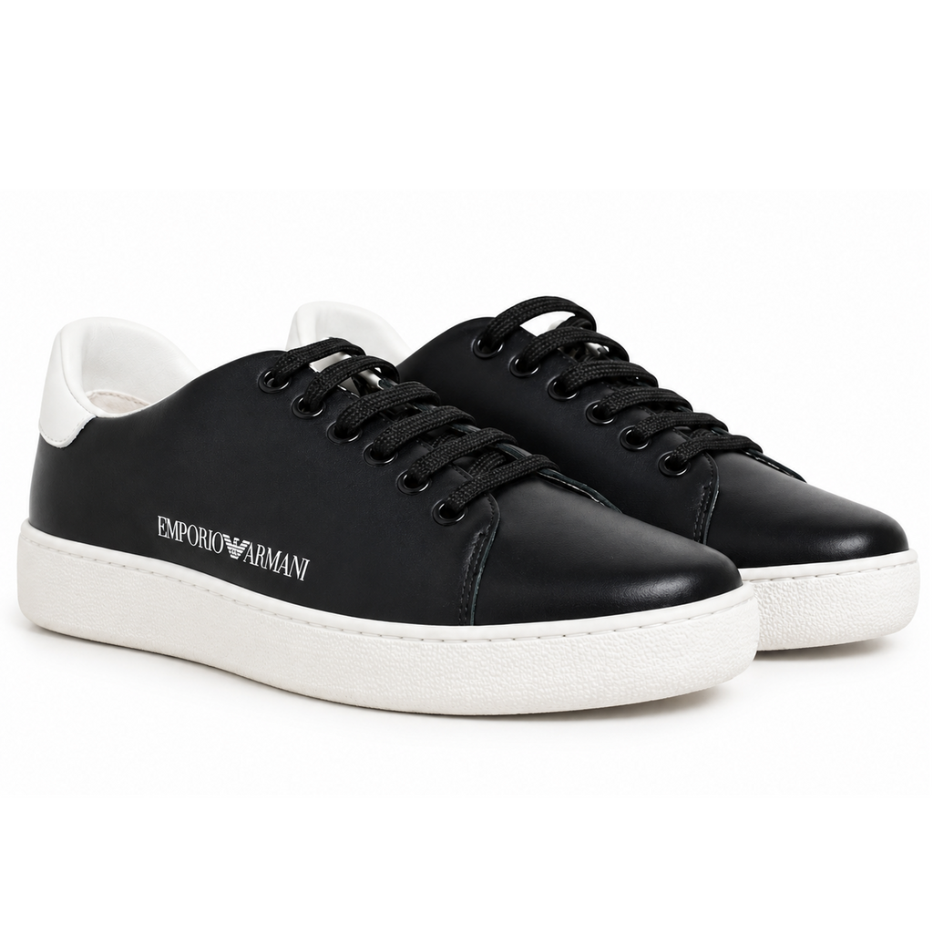 Emporio Armani Woman Sneakers Leather White Black