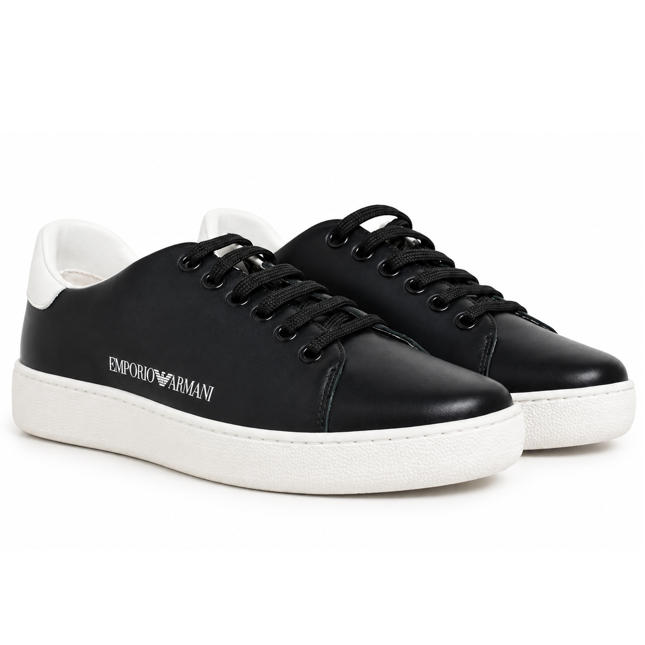 Emporio Armani Woman Sneakers Leather White Black