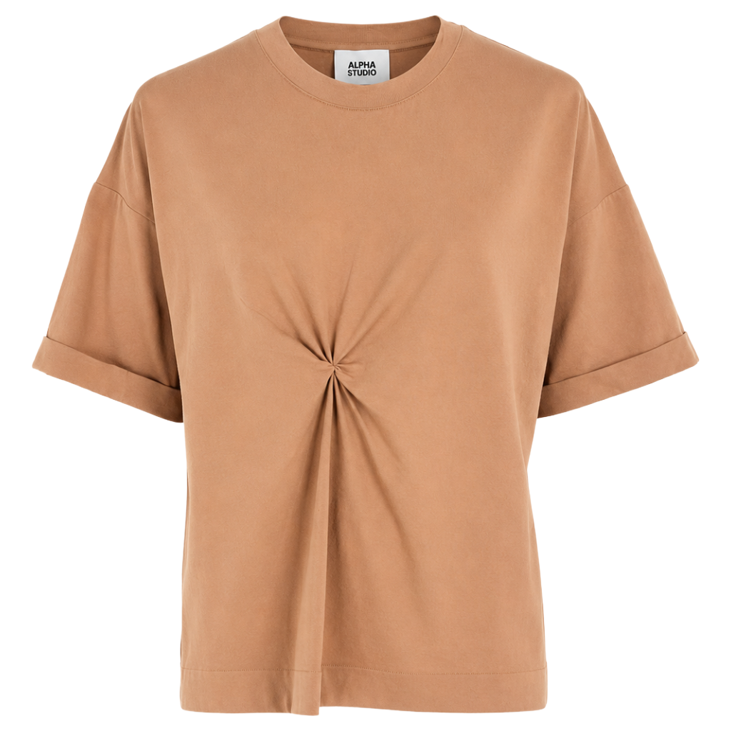 Alpha Studio Woman T-Shirt Drapeggio Camel