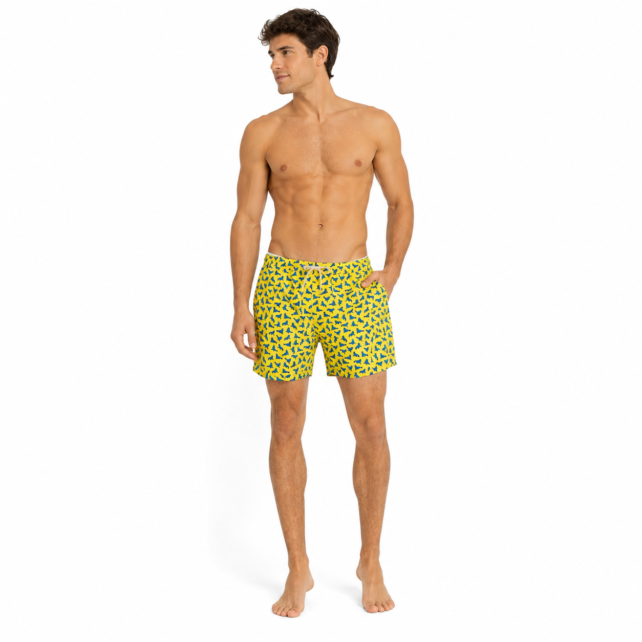 MC2 Saint Barth Man Swimsuit Lighting Micro Patterned Yellow