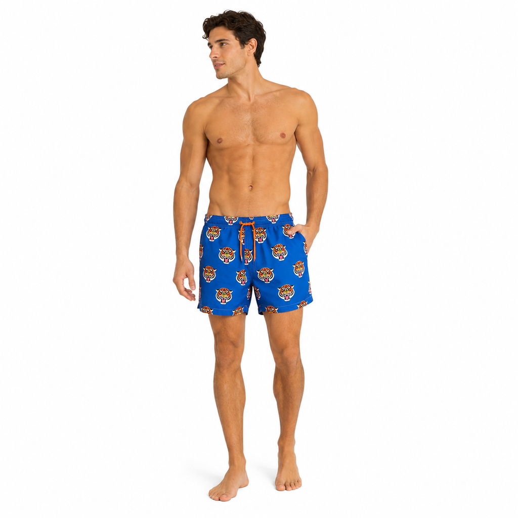 MC2 Saint Barth Man Swimsuit Lighting Micro Patterned Light Blue