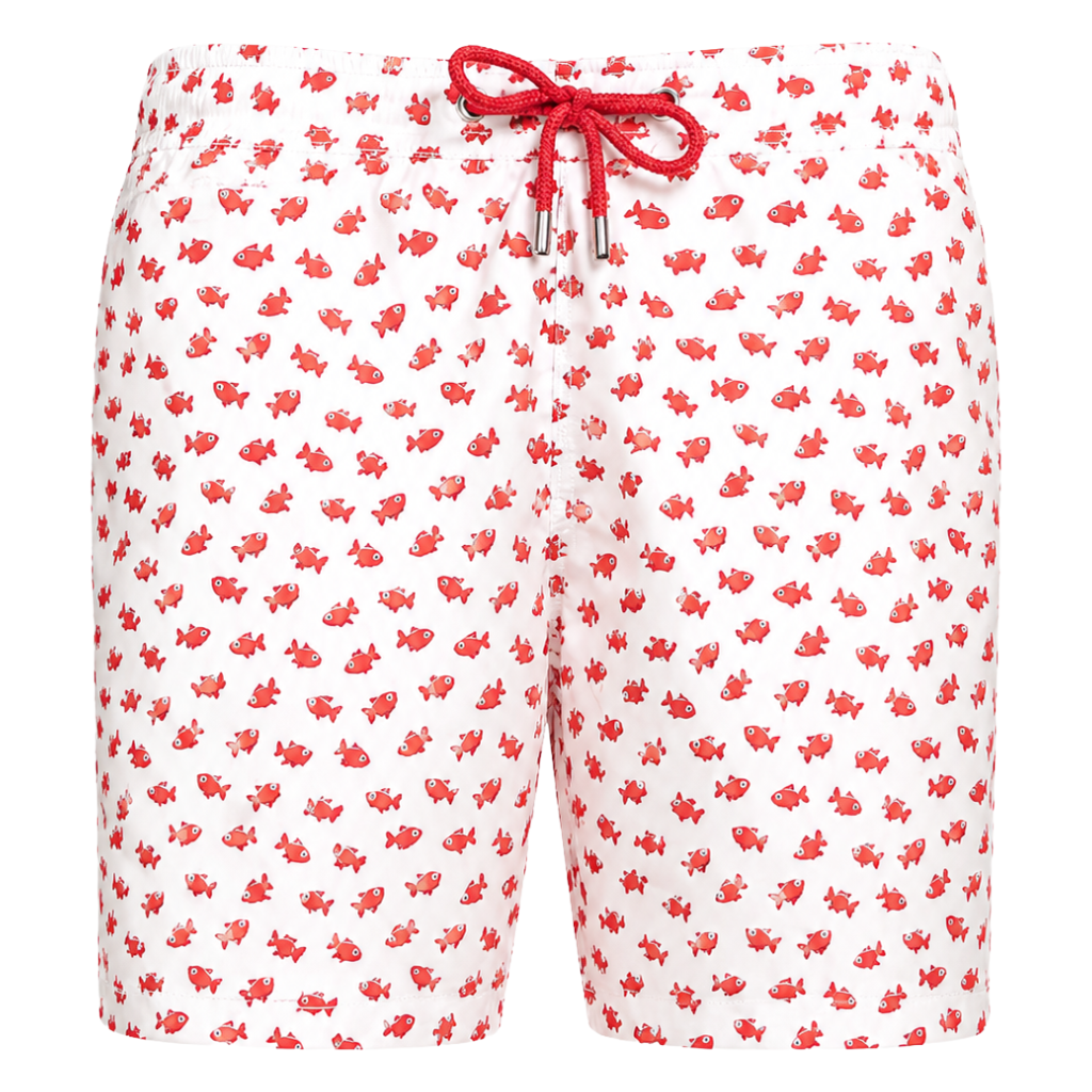 MC2 Saint Barth Man Swimsuit Picture Fish White