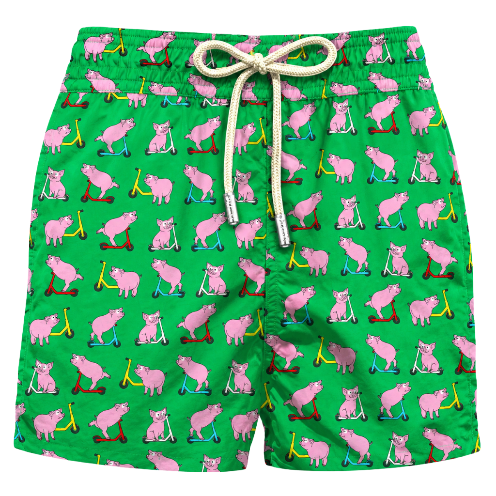 MC2 Saint Barth Man Swimsuit Scooter Pig Green