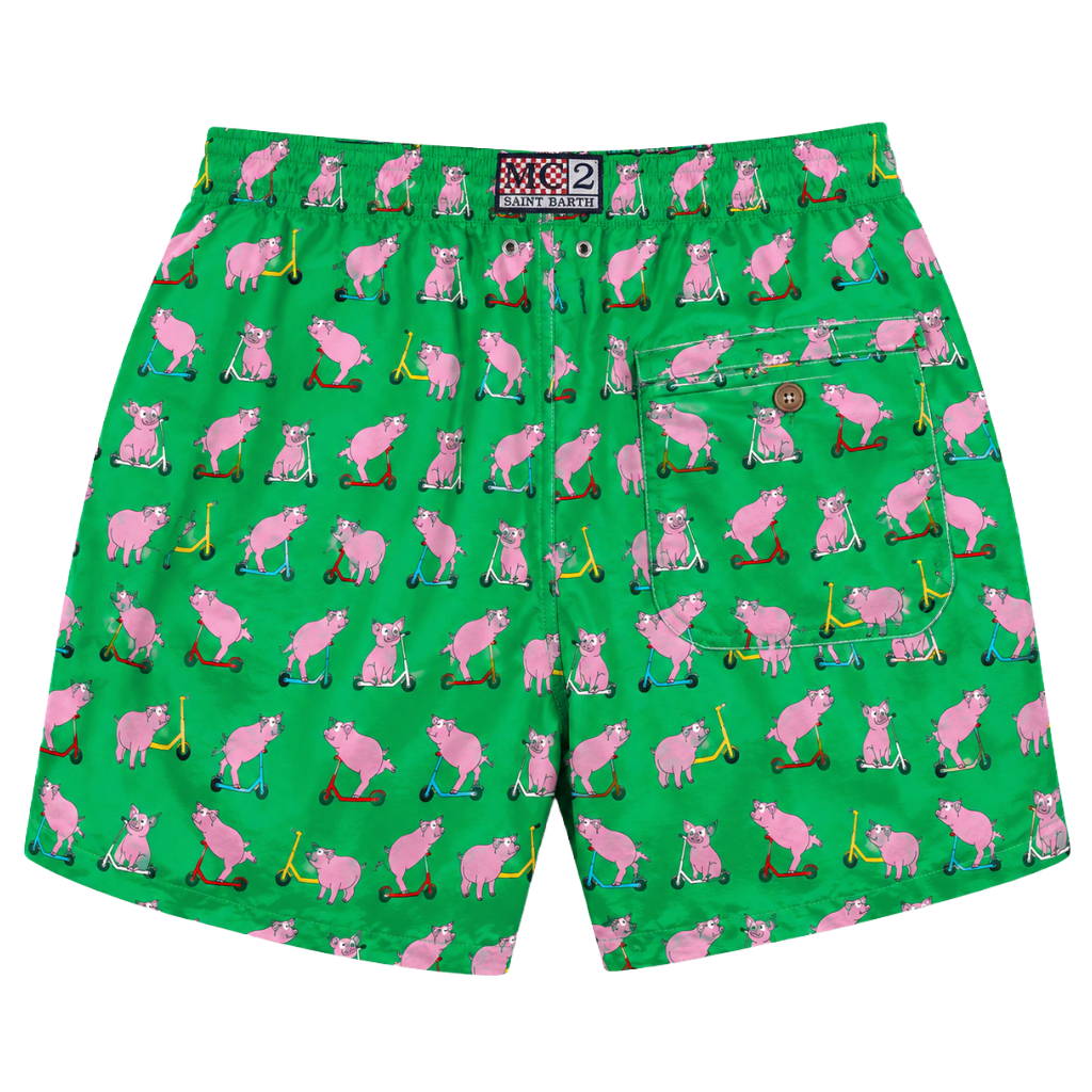 MC2 Saint Barth Man Swimsuit Scooter Pig Green