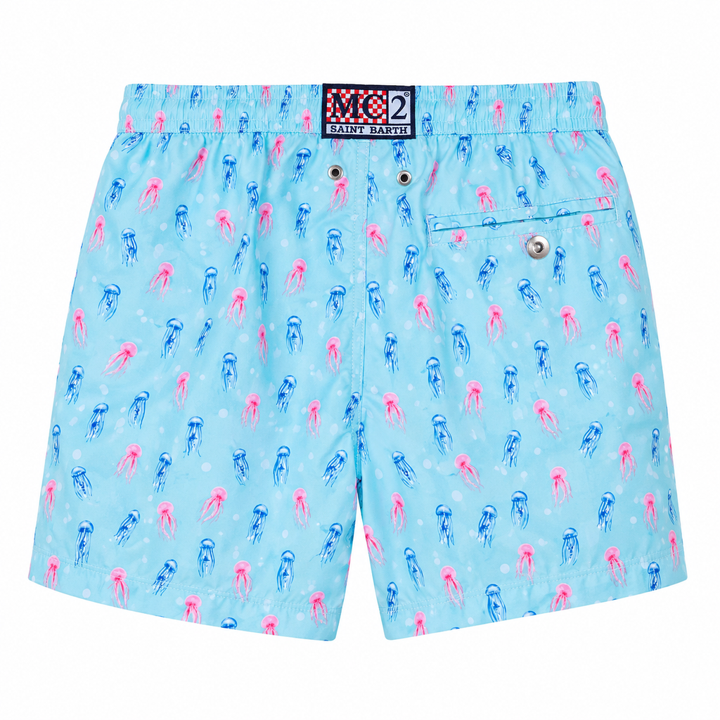 MC2 Saint Barth Man Swimsuit Patterned Meduse Light Blue