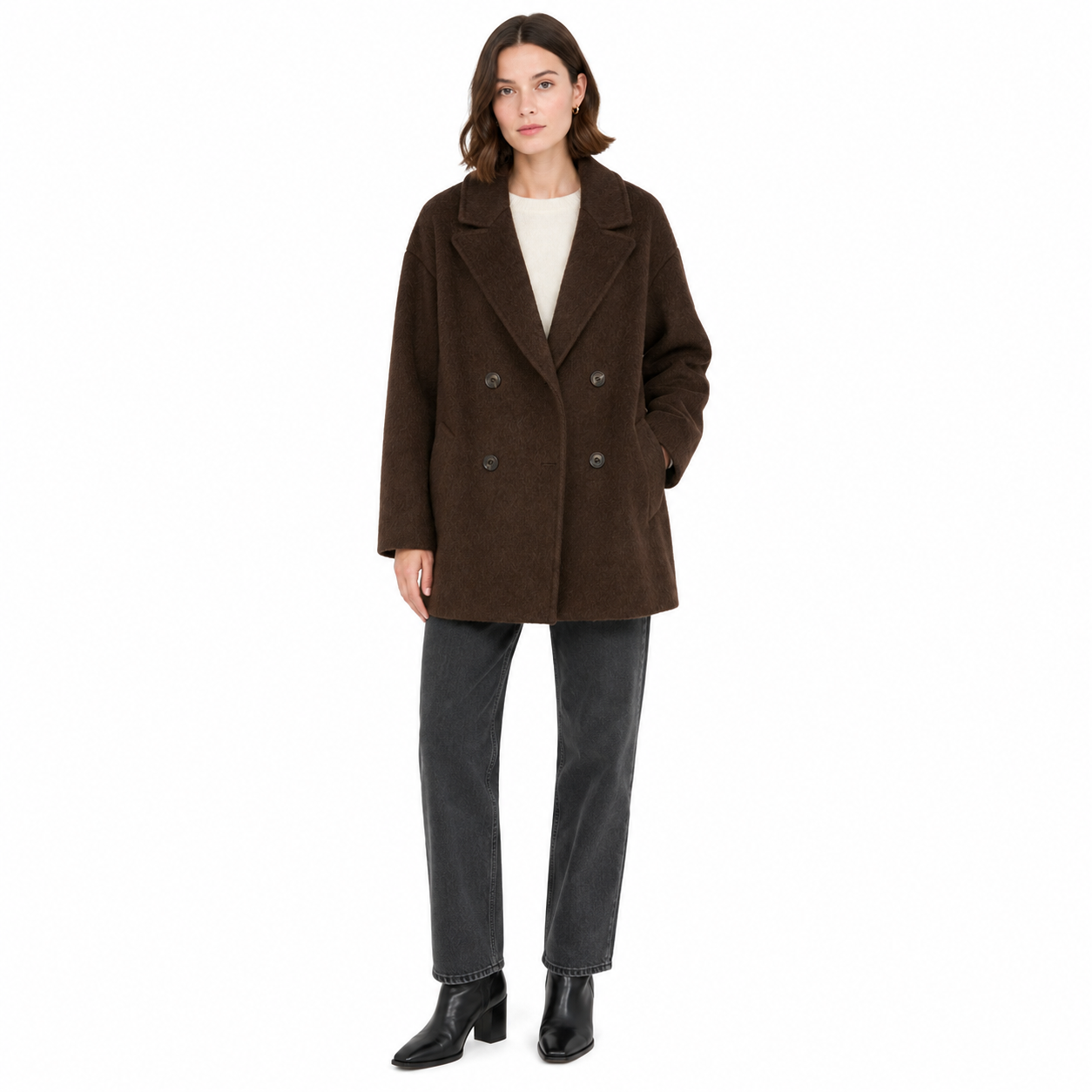 Bagutta Woman Coat Wool Double-Breasted Brown