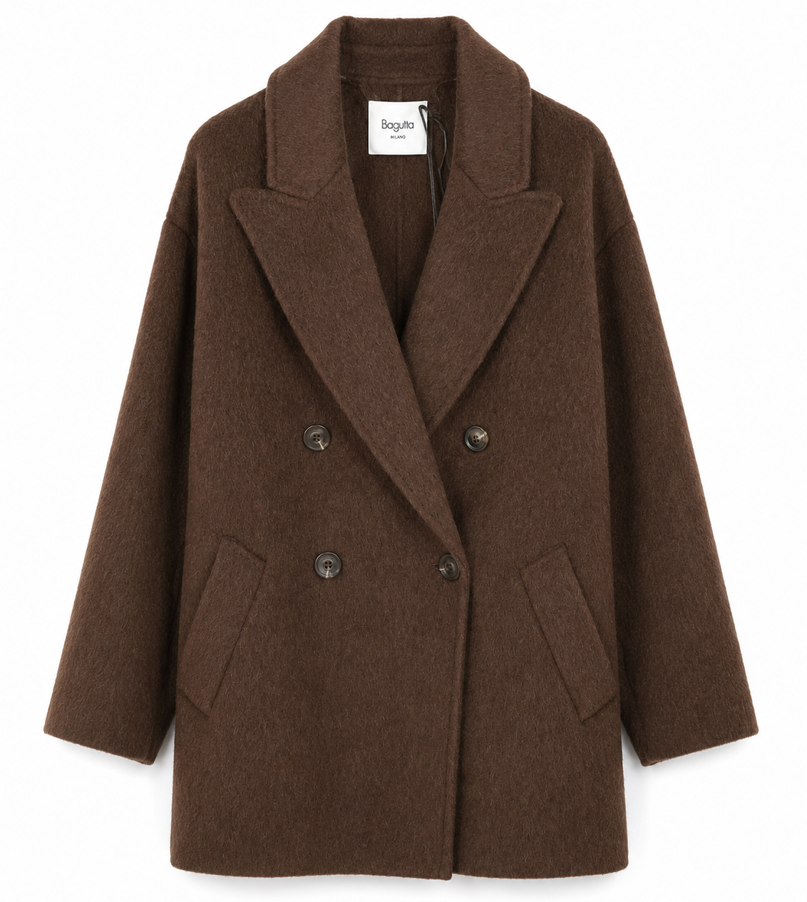 Bagutta Woman Coat Wool Double-Breasted Brown