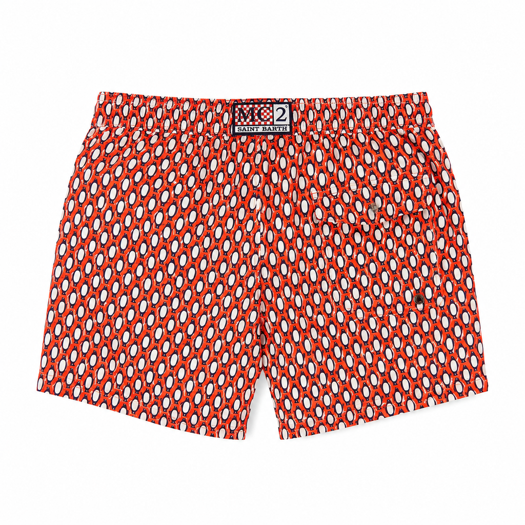 MC2 Saint Barth Man Swimsuit Patterned Penguin Red