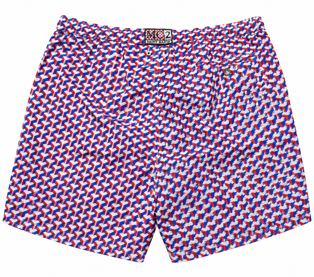 MC2 Saint Barth Man Swimsuit Patterned Hexagons Multicolor