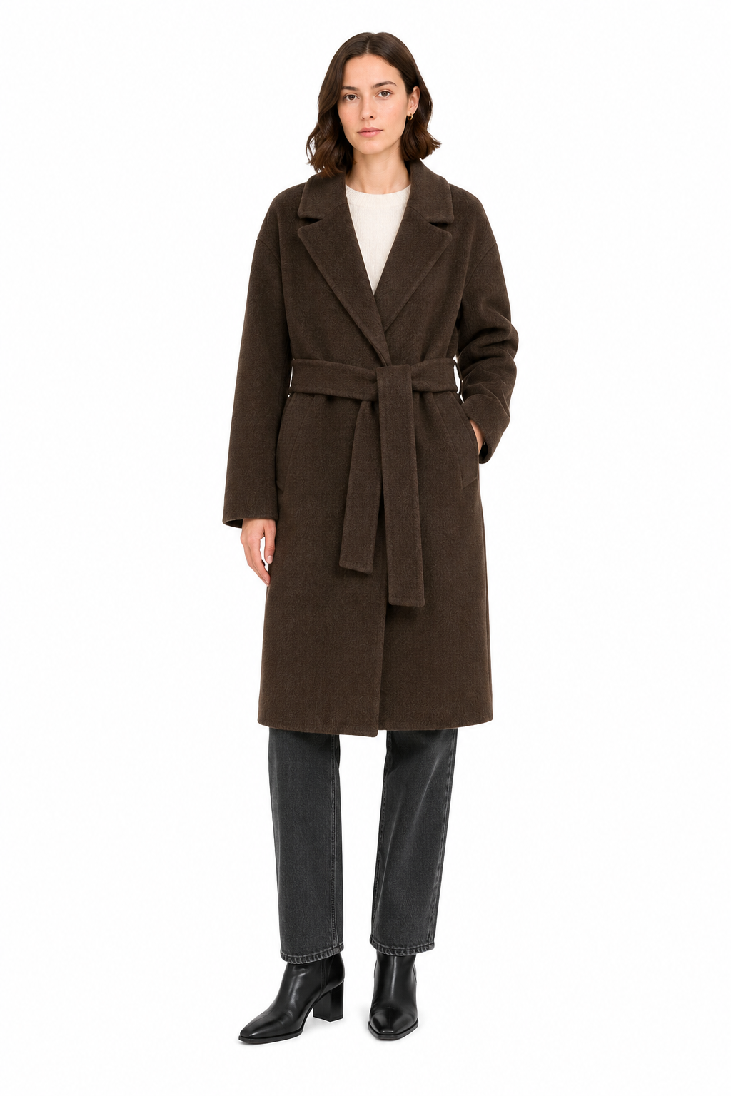 Bagutta Woman Coat Long Wool Belt Brown