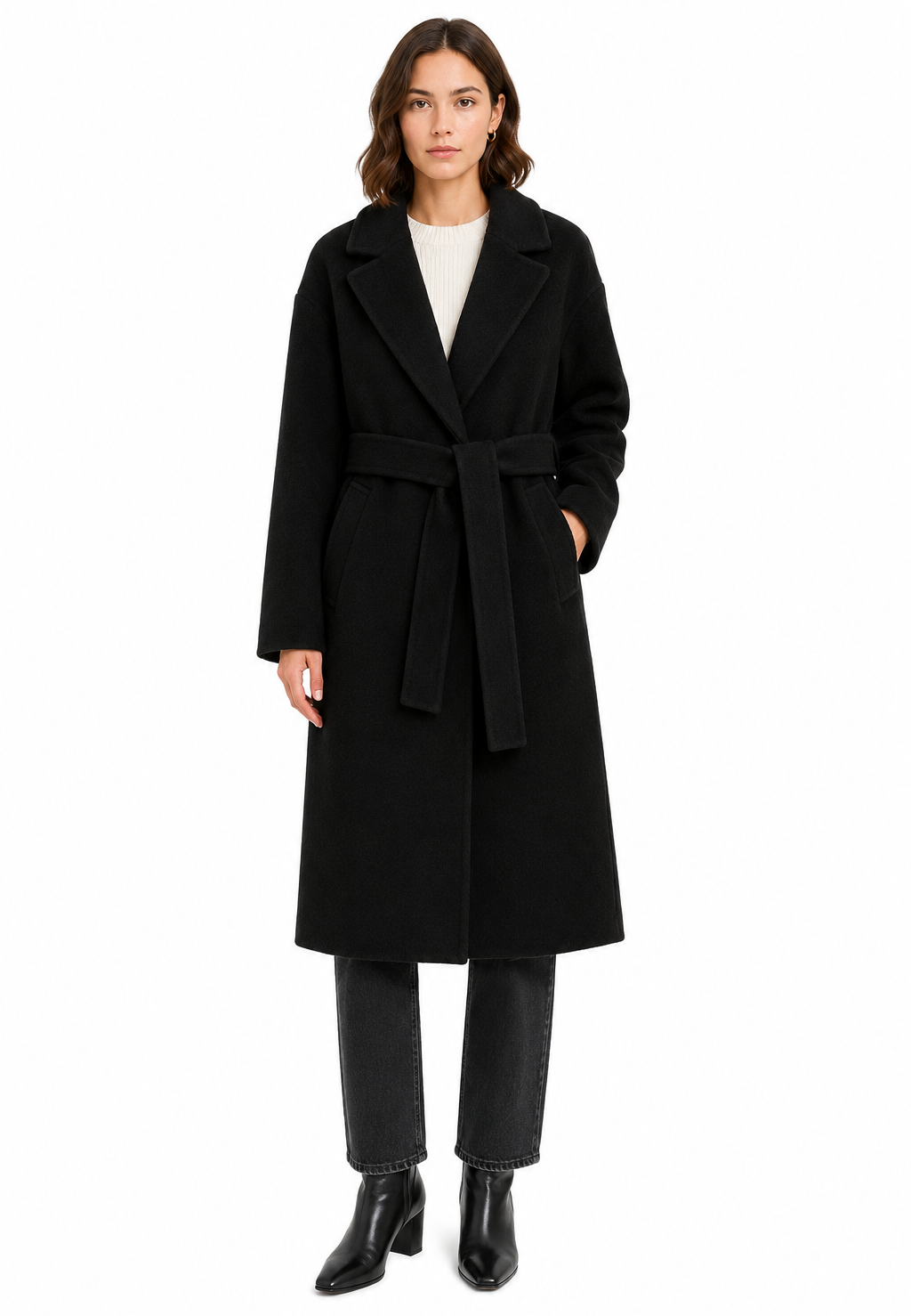 Bagutta Woman Coat Long Wool Belt Black