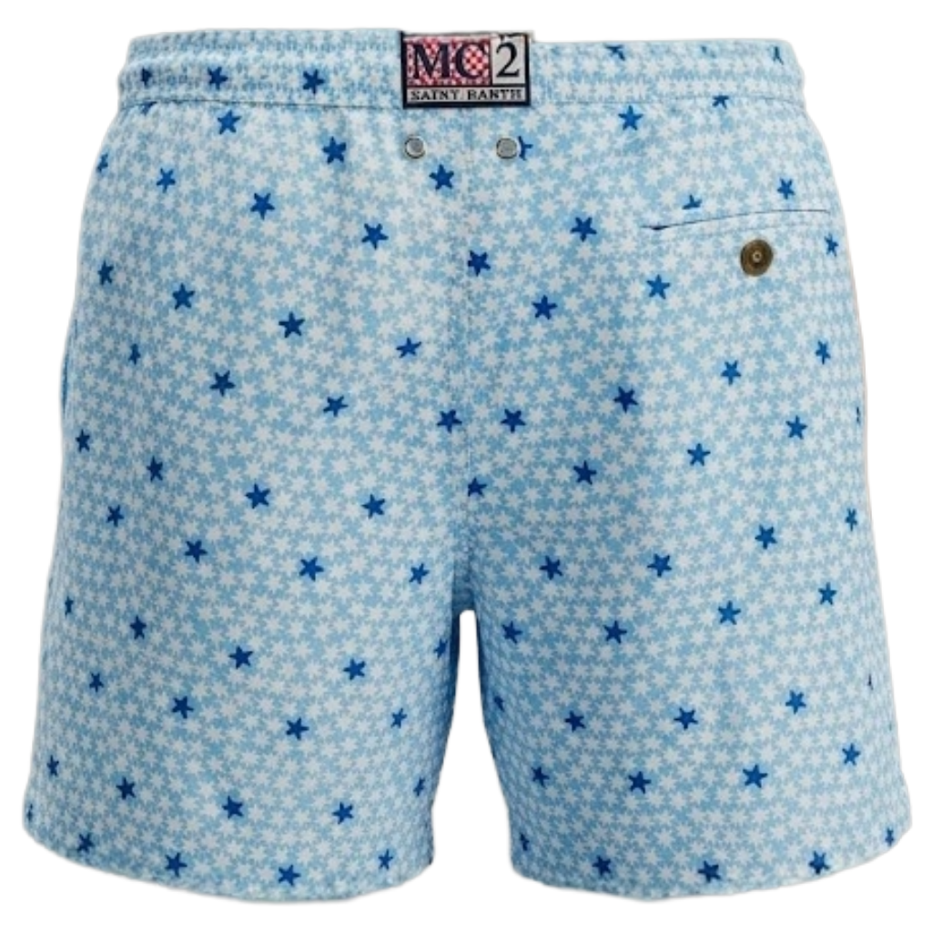 MC2 Saint Barth Man Swimsuit Starfish Dot Light Blue