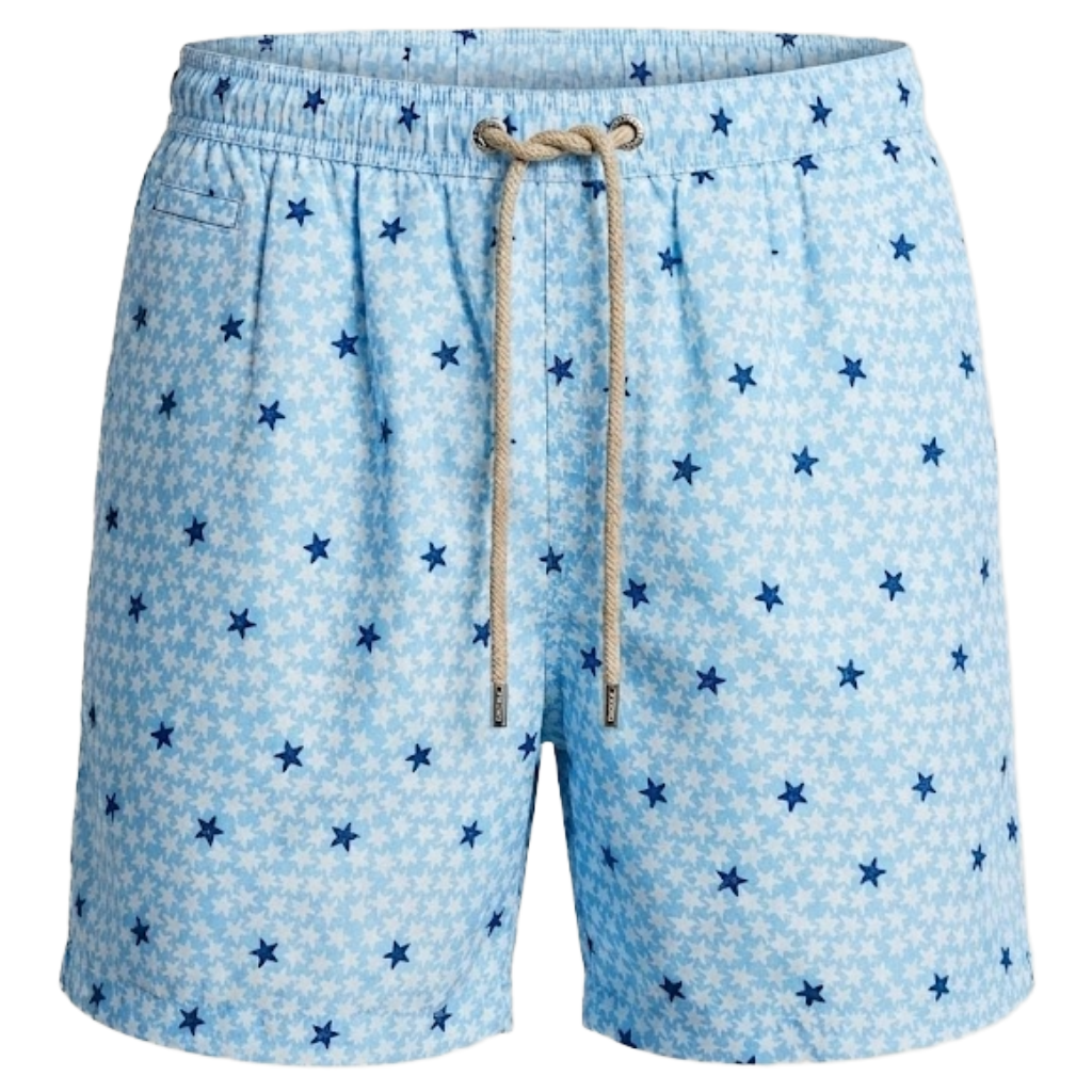 MC2 Saint Barth Man Swimsuit Starfish Dot Light Blue