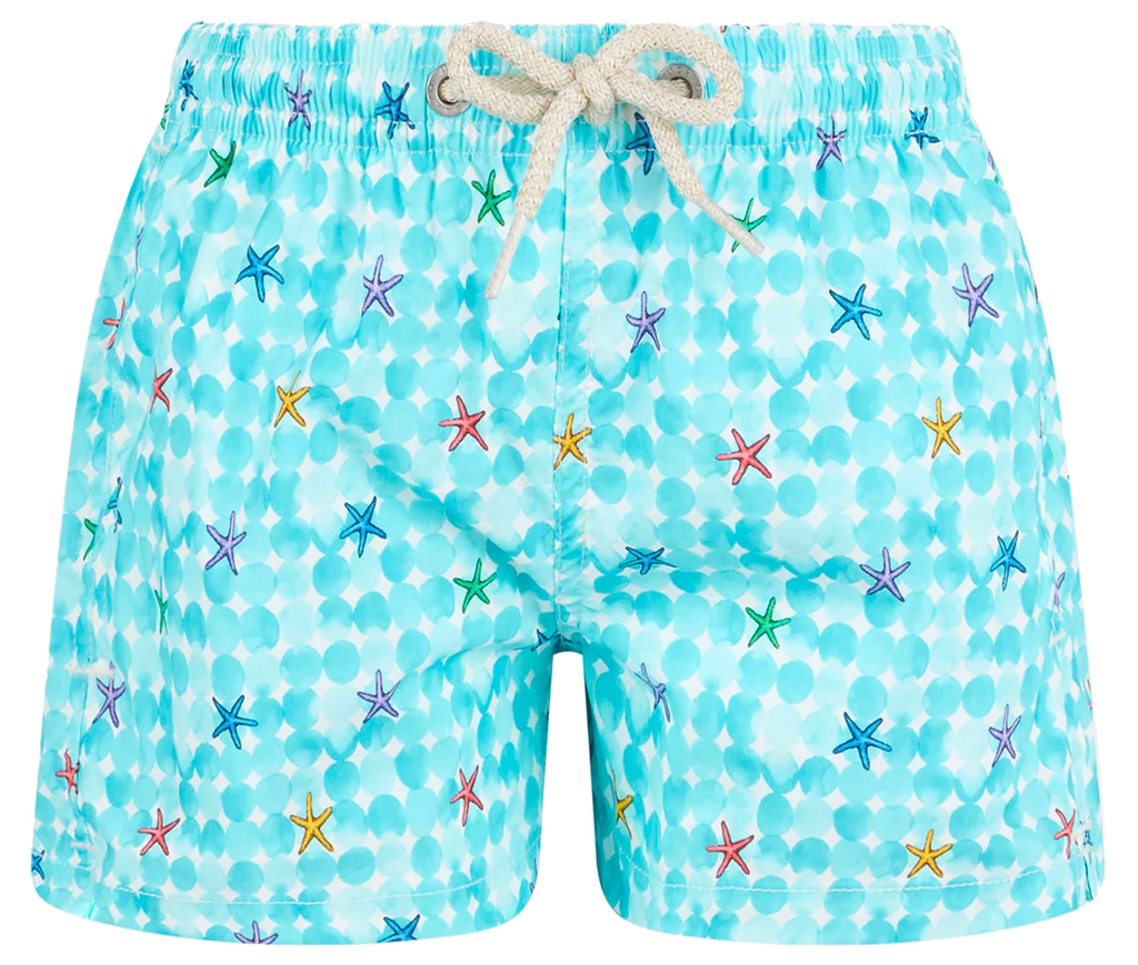 MC2 Saint Barth Man Comfort Light Bubble Star Swimwear Light Blue