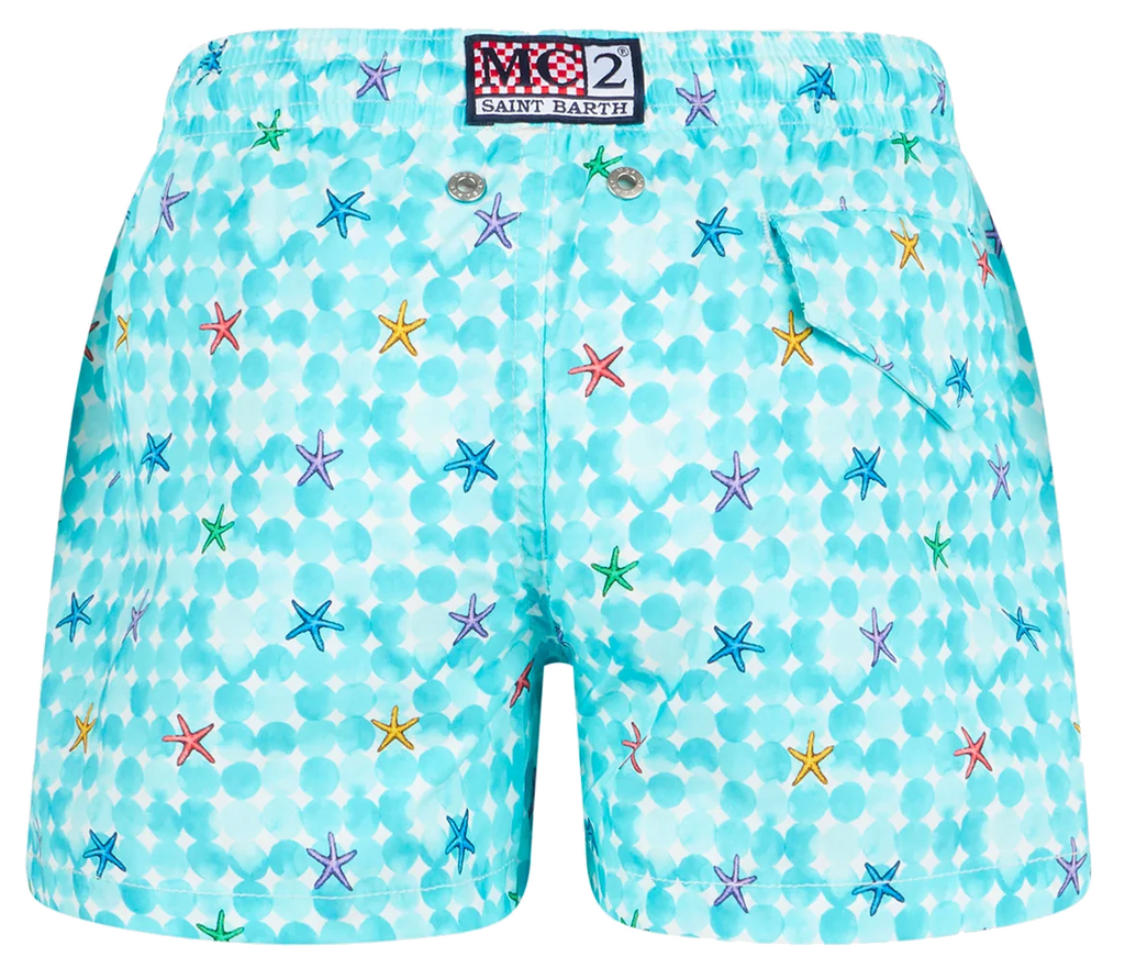 MC2 Saint Barth Man Comfort Light Bubble Star Swimwear Light Blue