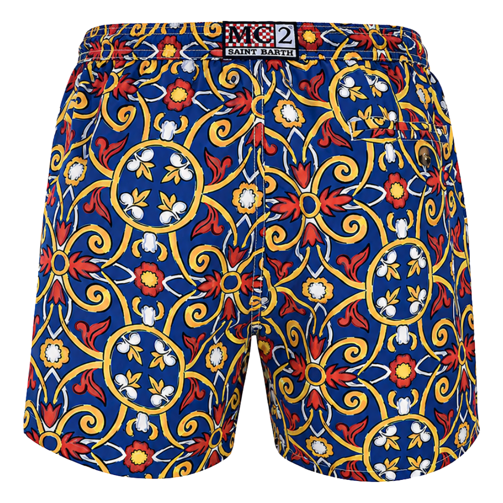 MC2 Saint Barth Man Swimsuit Sicilian Tile Multicolor