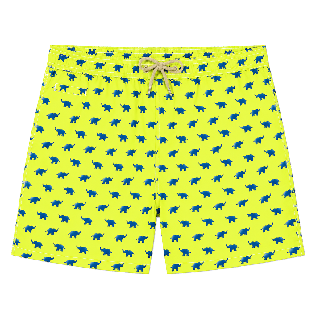 MC2 Saint Barth Man Micro Patterned Elephant Toy Swimwear Yellow