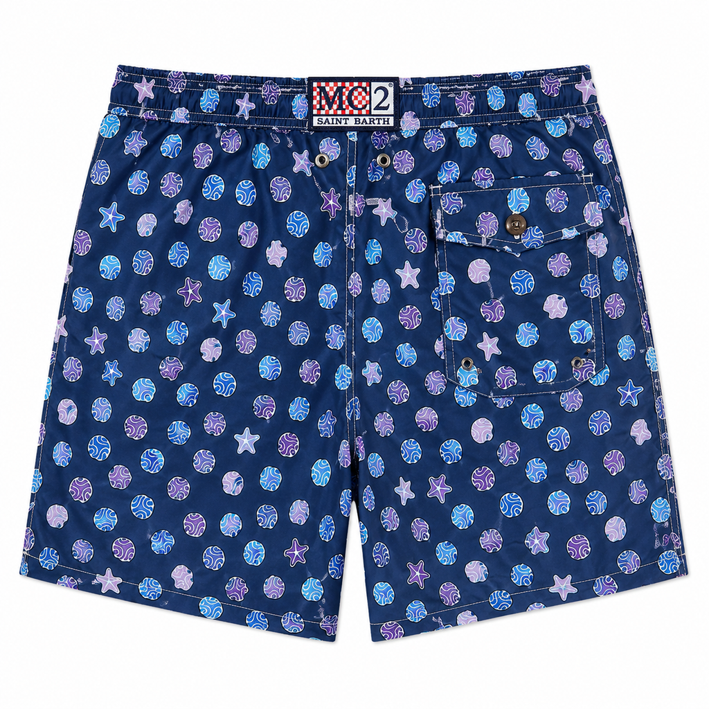 MC2 Saint Barth Man Caprese Ethnic Sea Swimwear Blue