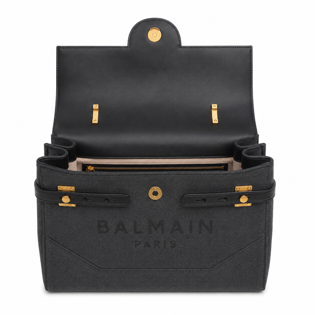 Balmain Woman b-buzz Handle Bag Tela Black