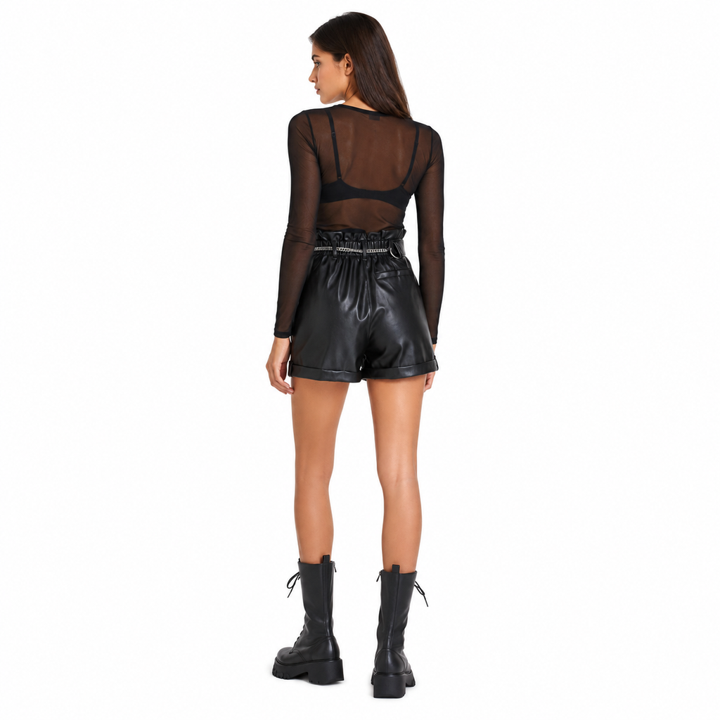 Patrizia Pepe Woman Shorts Leather Black