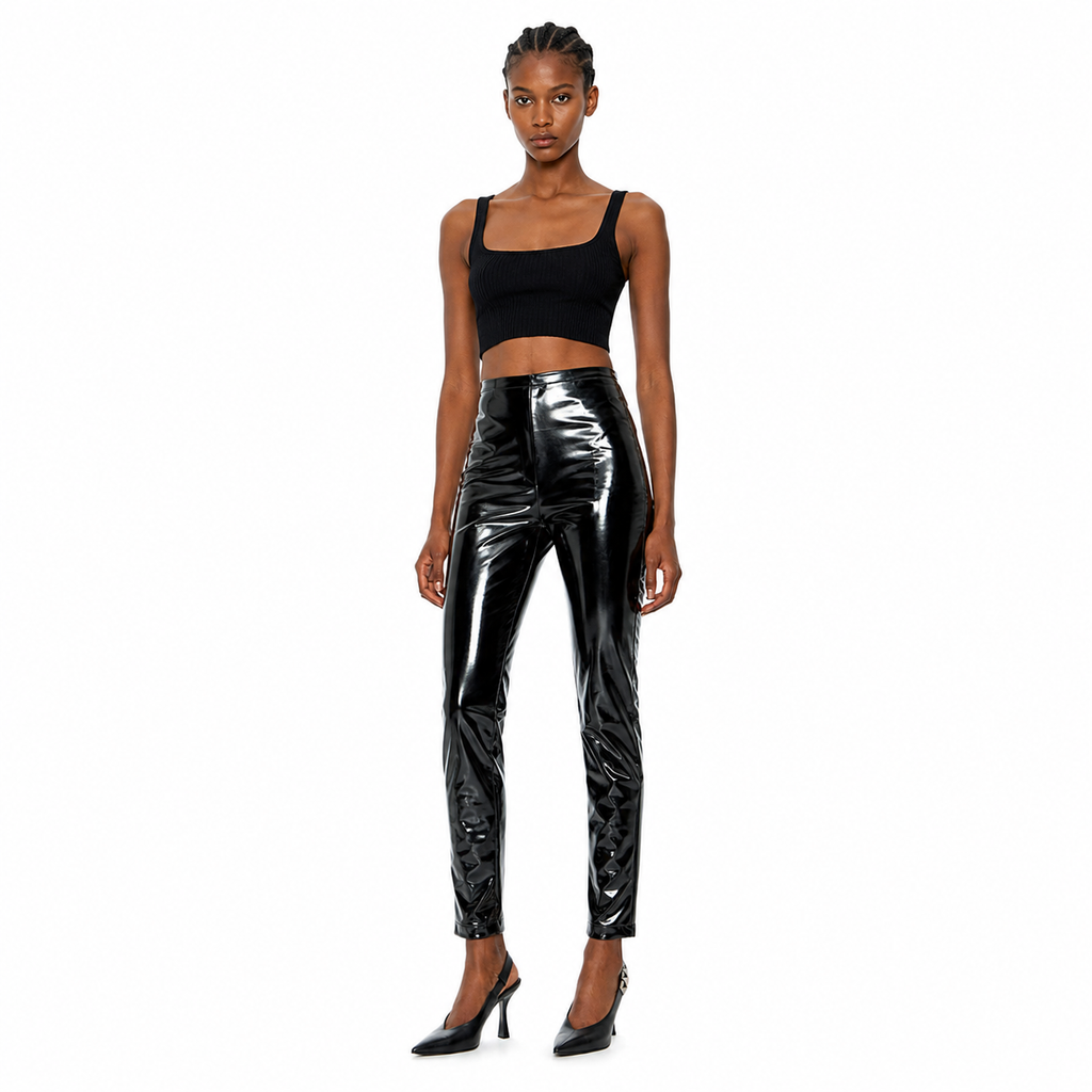 Patrizia Pepe Woman Trousers Long Glossy Black