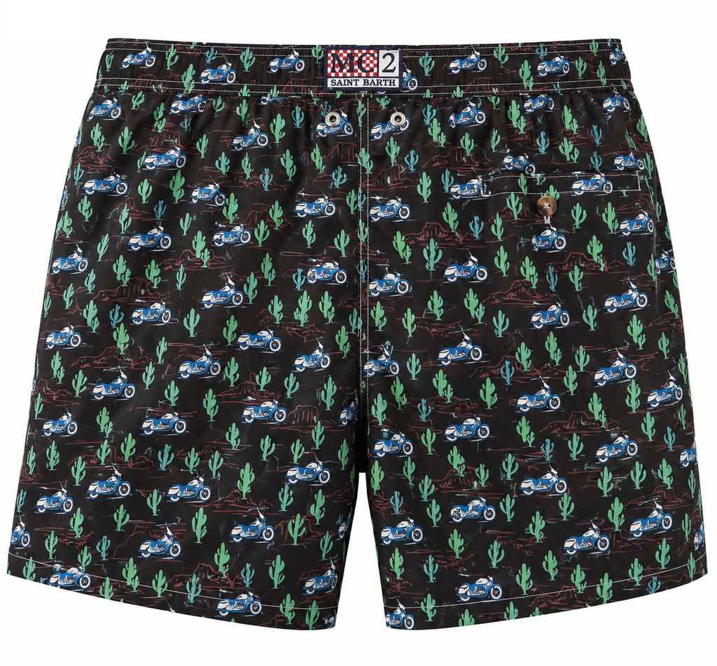 MC2 Saint Barth Man Micro Patterned Coast Swimwear Black