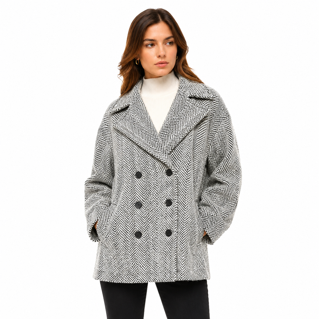 Patrizia Pepe Woman Coat Black Granit White