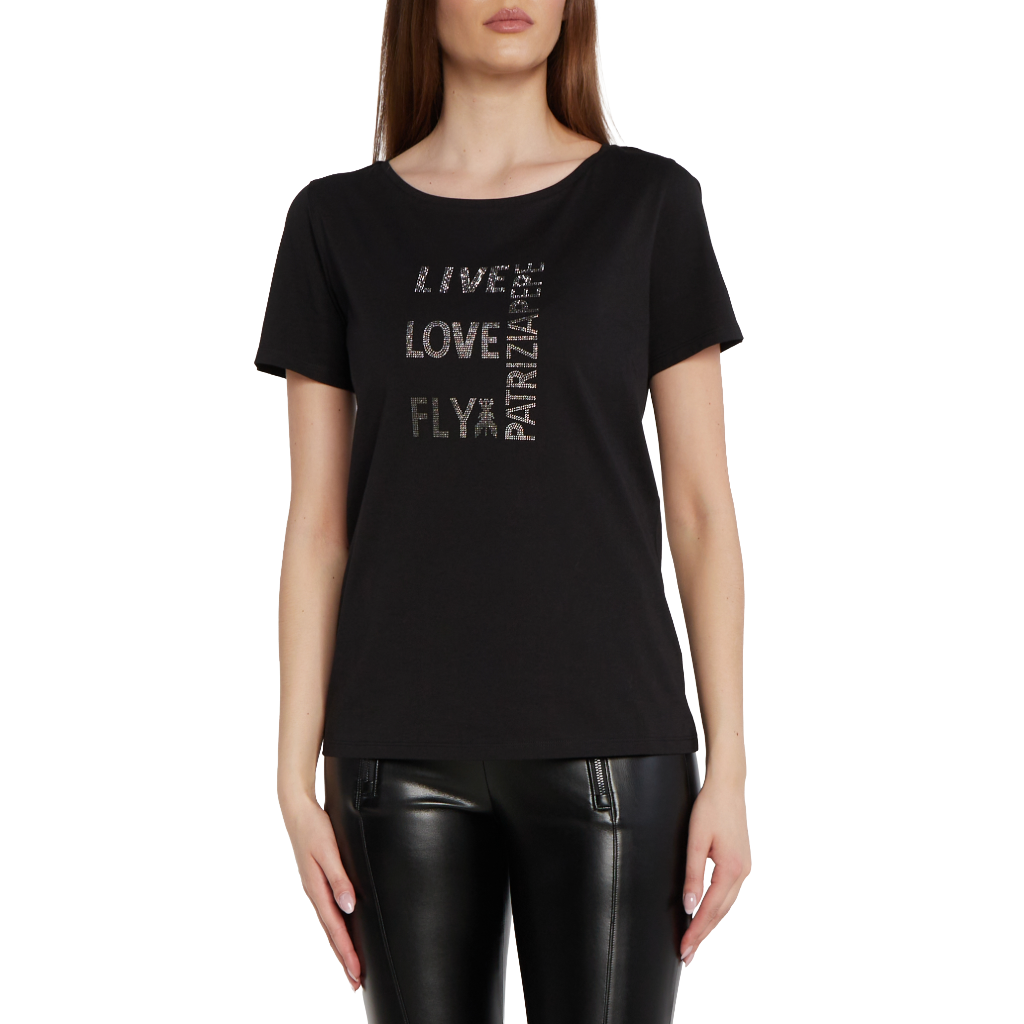 Patrizia Pepe Woman T-Shirt Strass Black