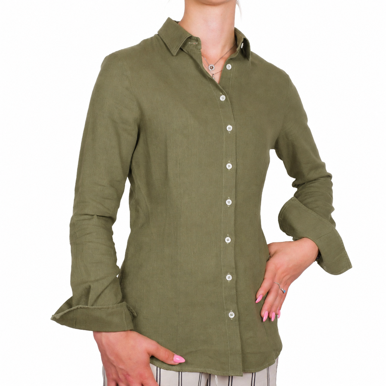 Bagutta Woman Shirt Linen Army Camouflage