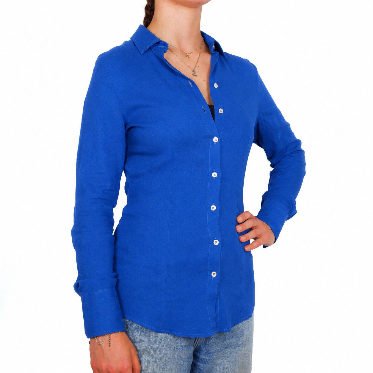 Bagutta Woman Shirt Linen Bluette Light Blue
