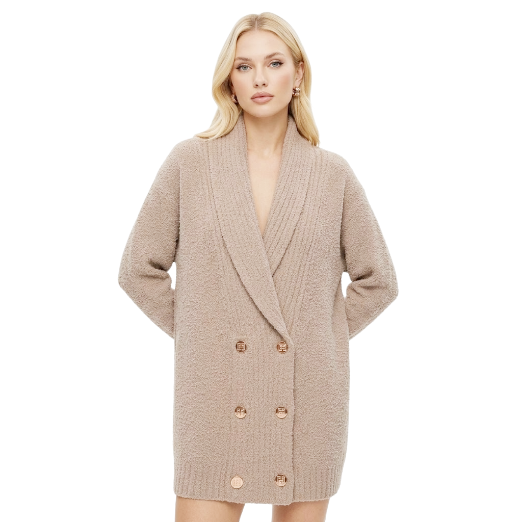 Elisabetta Franchi Woman Coat Cappuccino Double-Breasted Camel