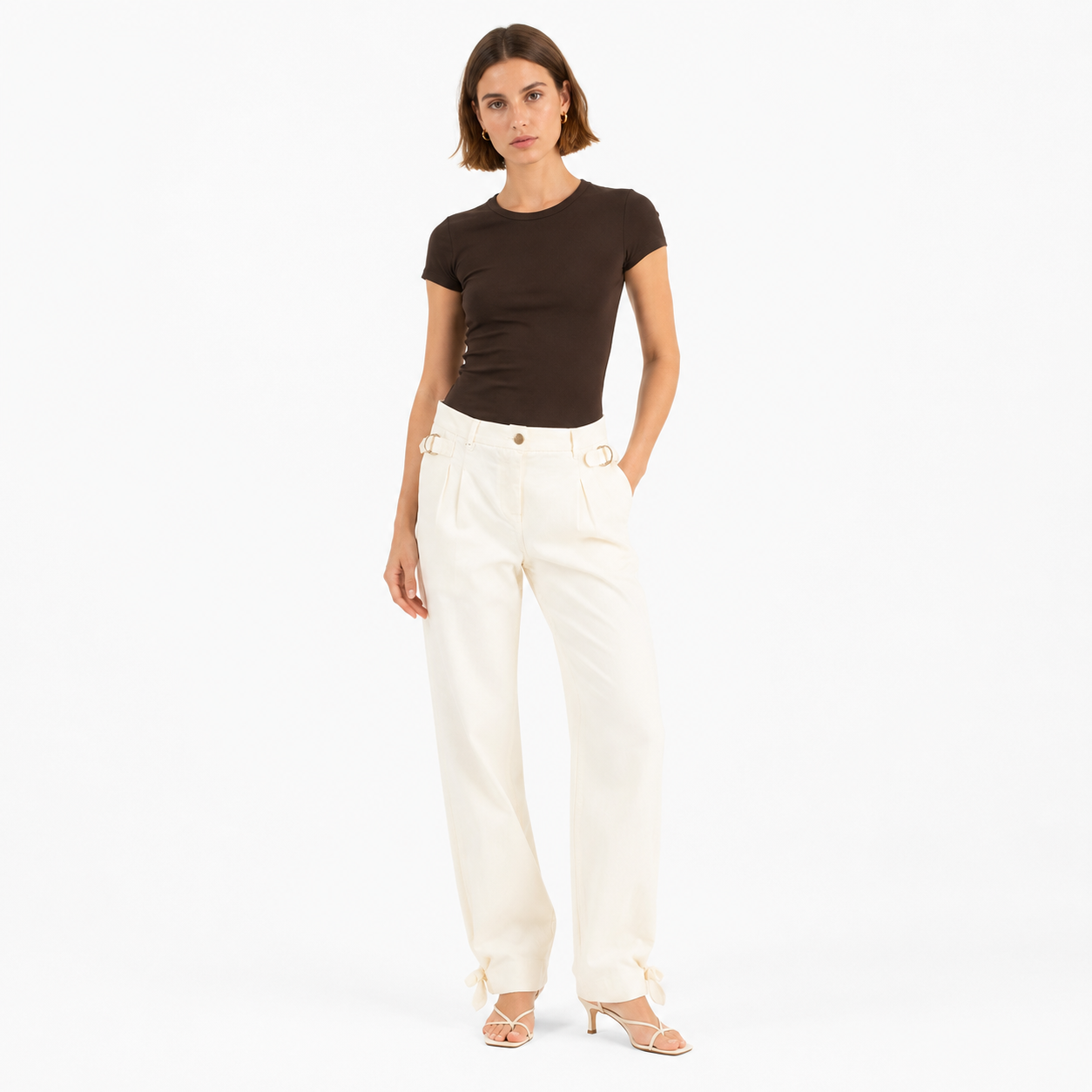 Pinko Woman Trousers Bull Mano Cerata Beige