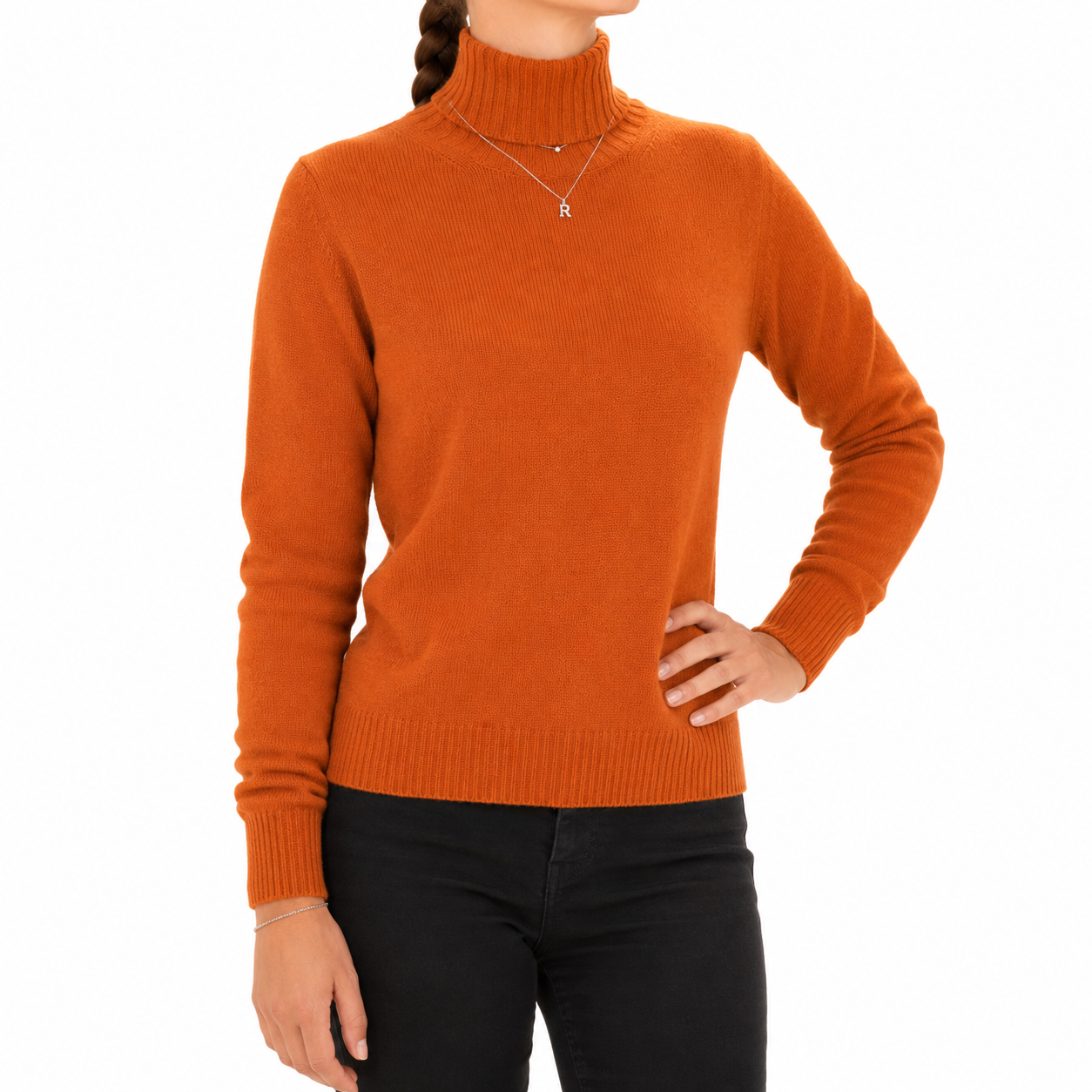 Emilio Romanelli Woman Knit Cashmere Turtleneck Orange