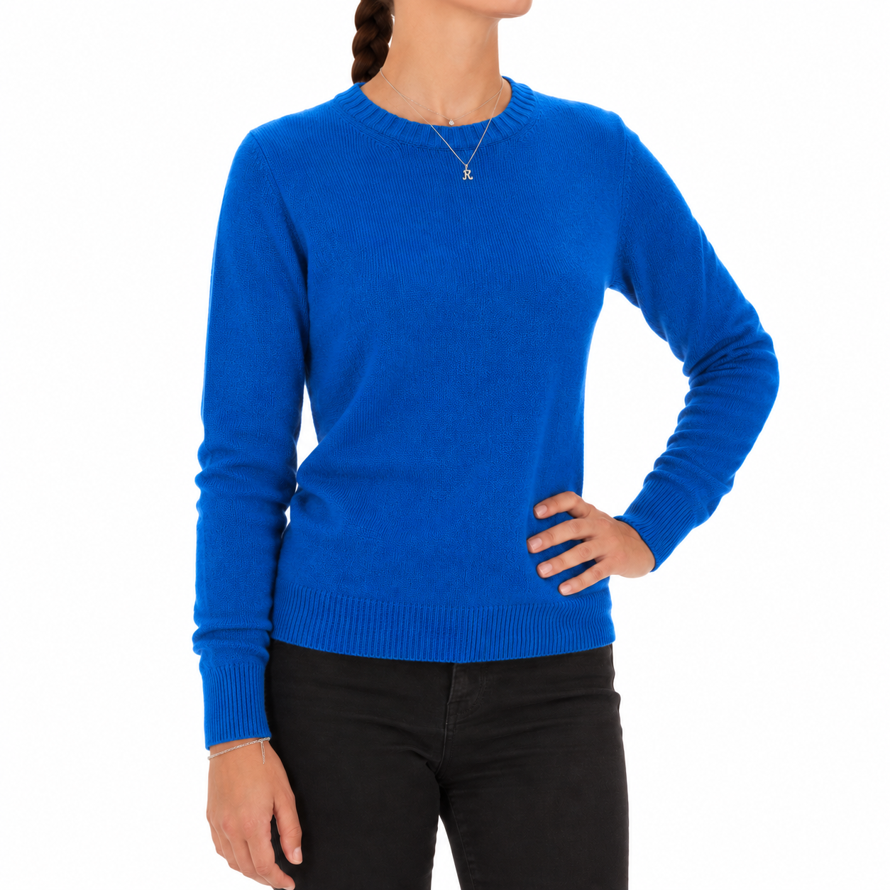 Emilio Romanelli Woman Knit Cashmere Crew Neck Blue