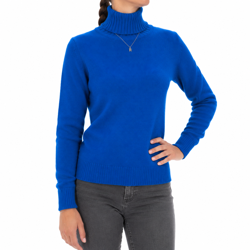 Emilio Romanelli Woman Knit Cashmere Turtleneck Blue