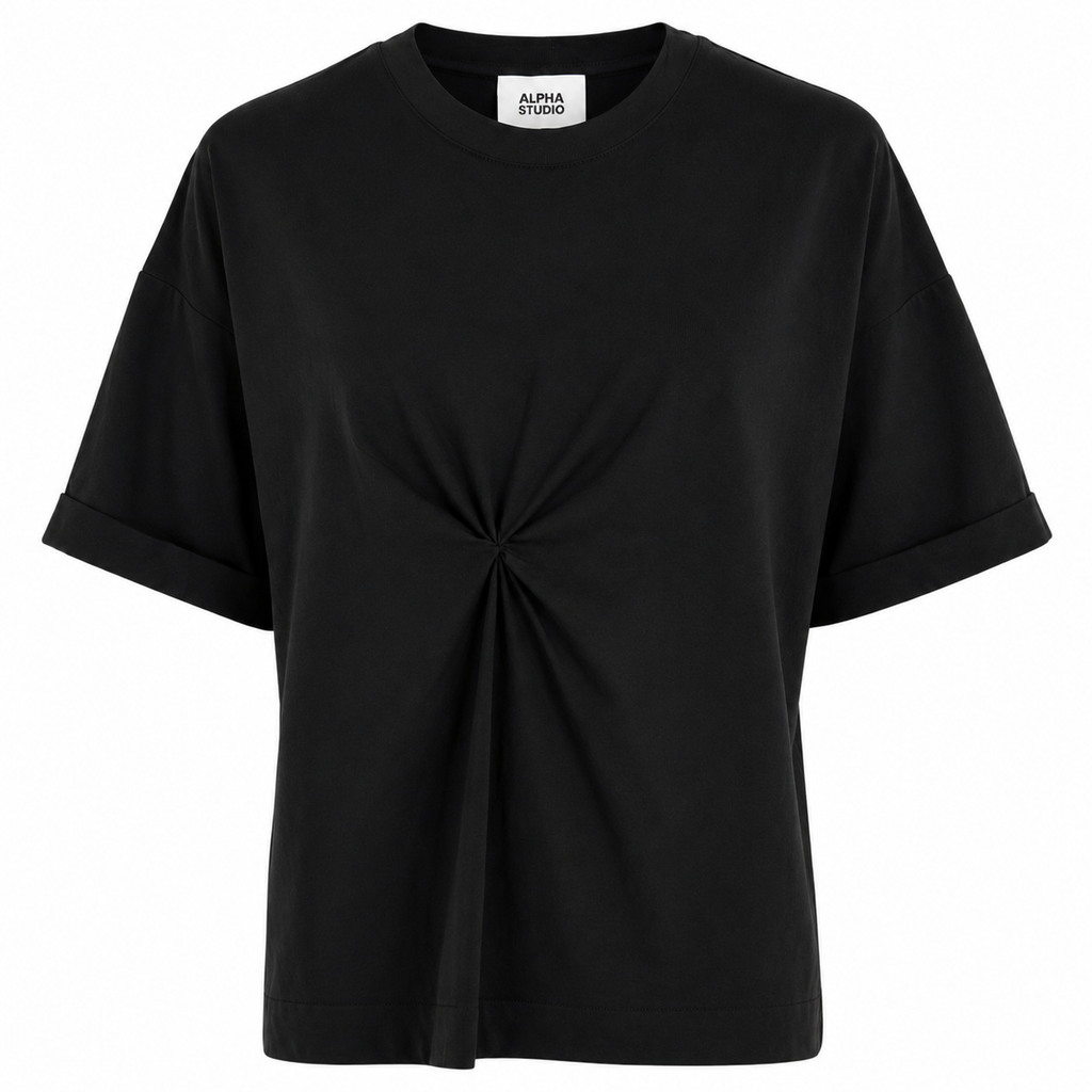 Alpha Studio Woman T-Shirt Drappeggio Black