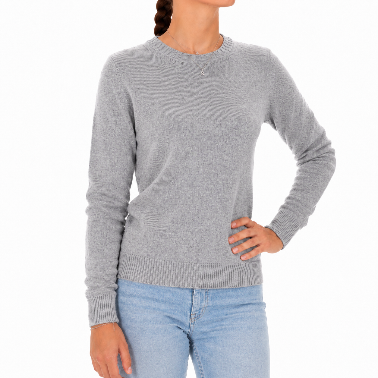 Emilio Romanelli Woman Knit Cashmere Crew Neck Grey