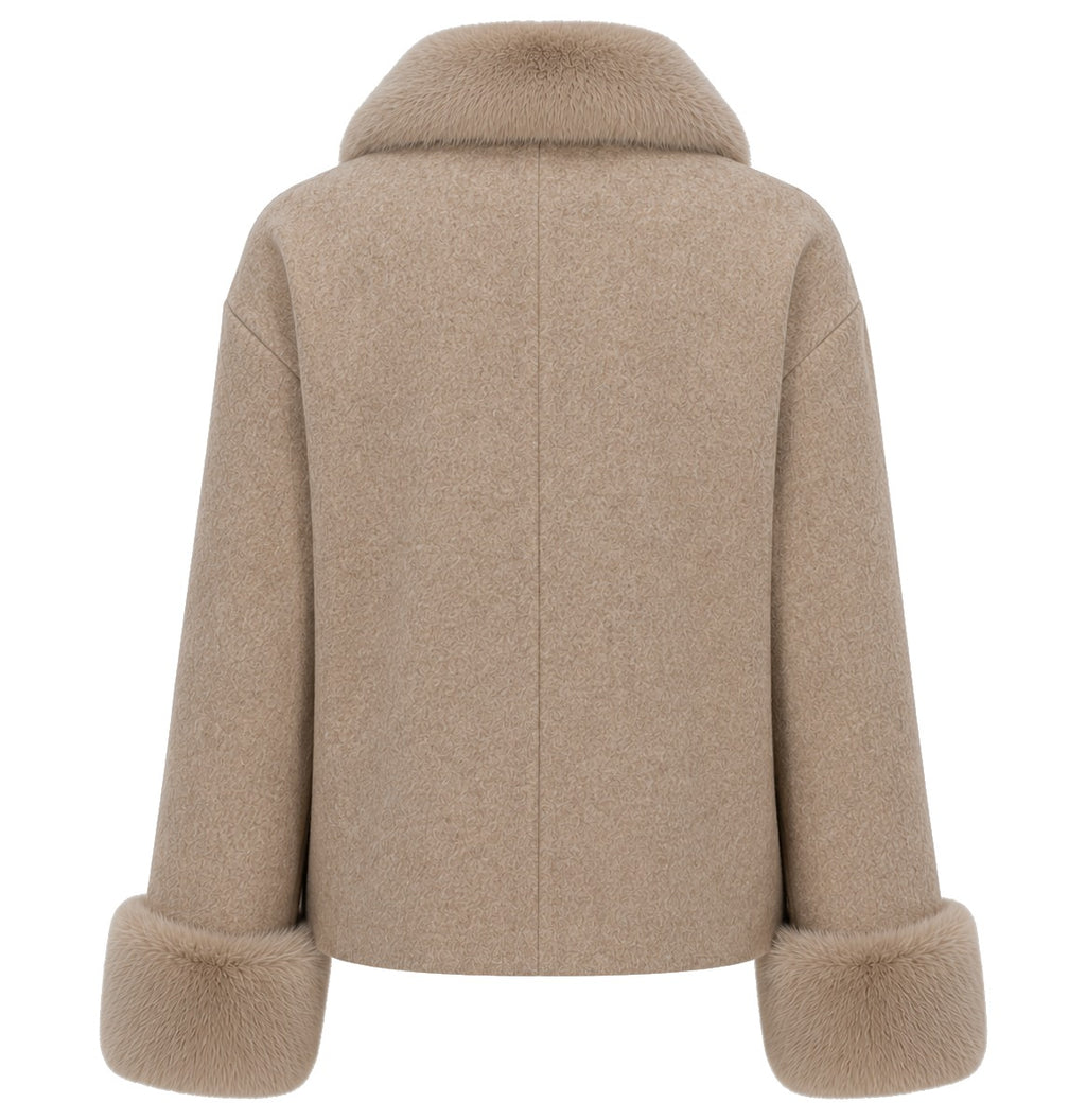 Loro Piana Fabric Woman Coat Short Pelliccia Camel