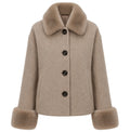 Loro Piana Fabric Woman Coat Short Pelliccia Camel