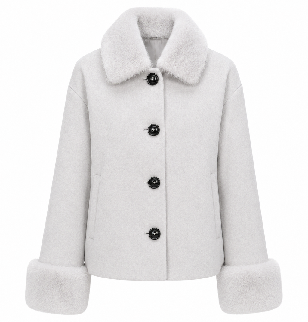Loro Piana Fabric Woman Coat Short Pelliccia Ice