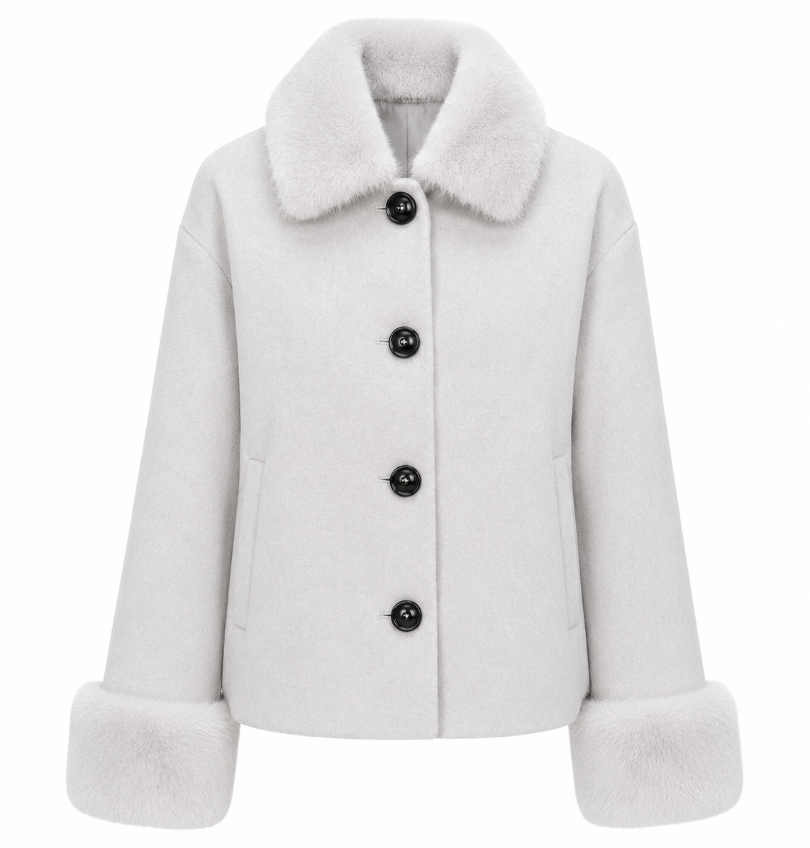 Loro Piana Fabric Woman Coat Short Pelliccia Ice