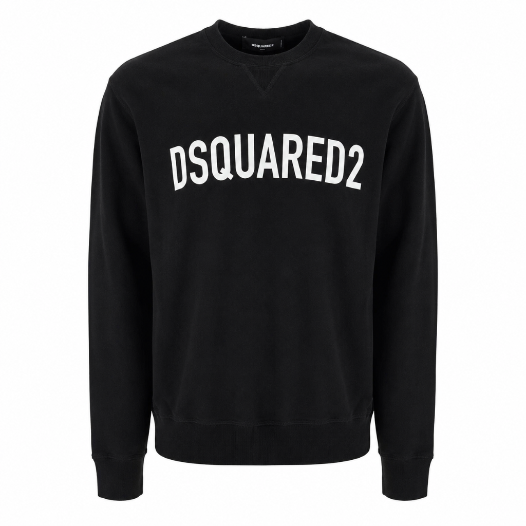 Dsquared2 Man Sweatshirt Crew Neck Print Black