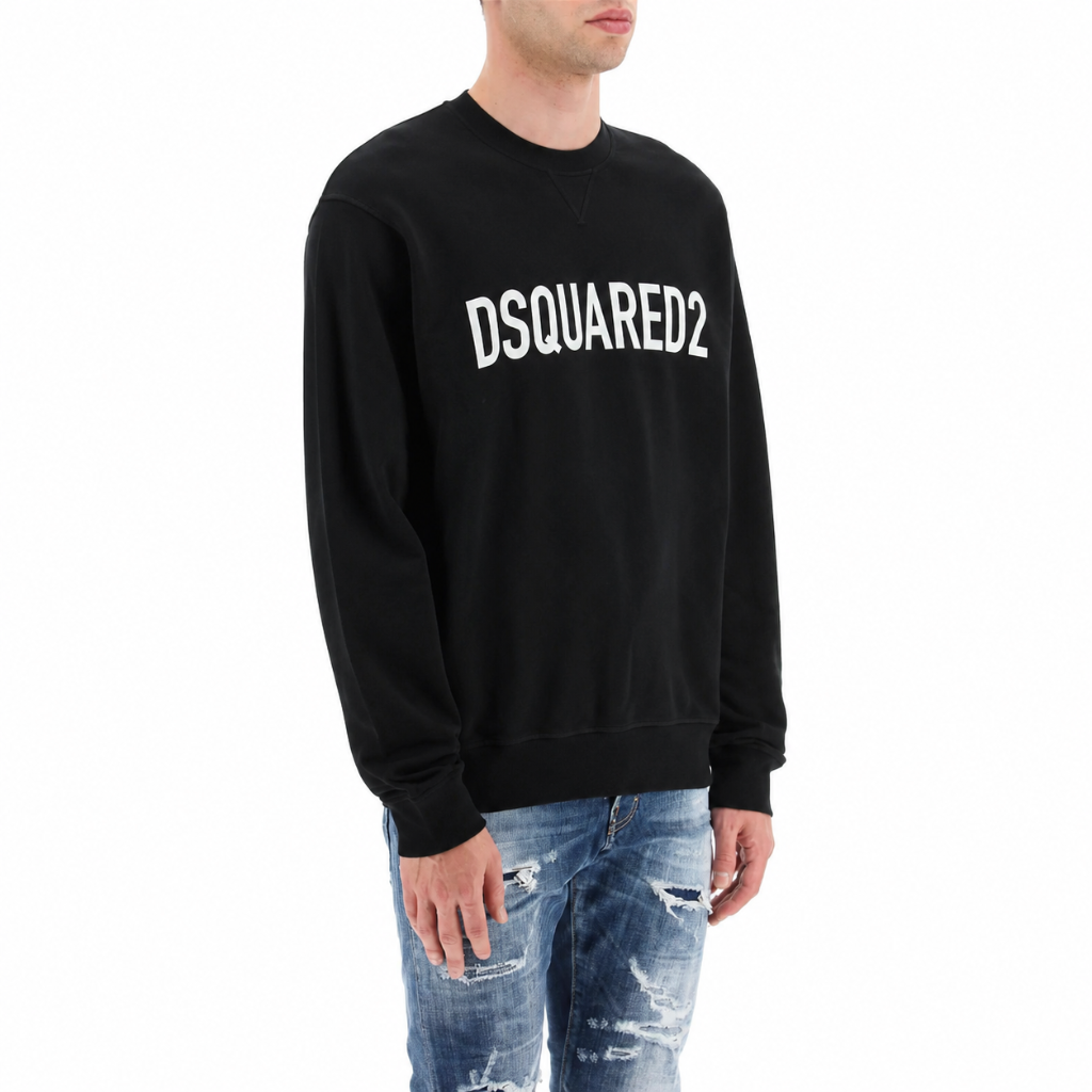 Dsquared2 Man Sweatshirt Crew Neck Print Black