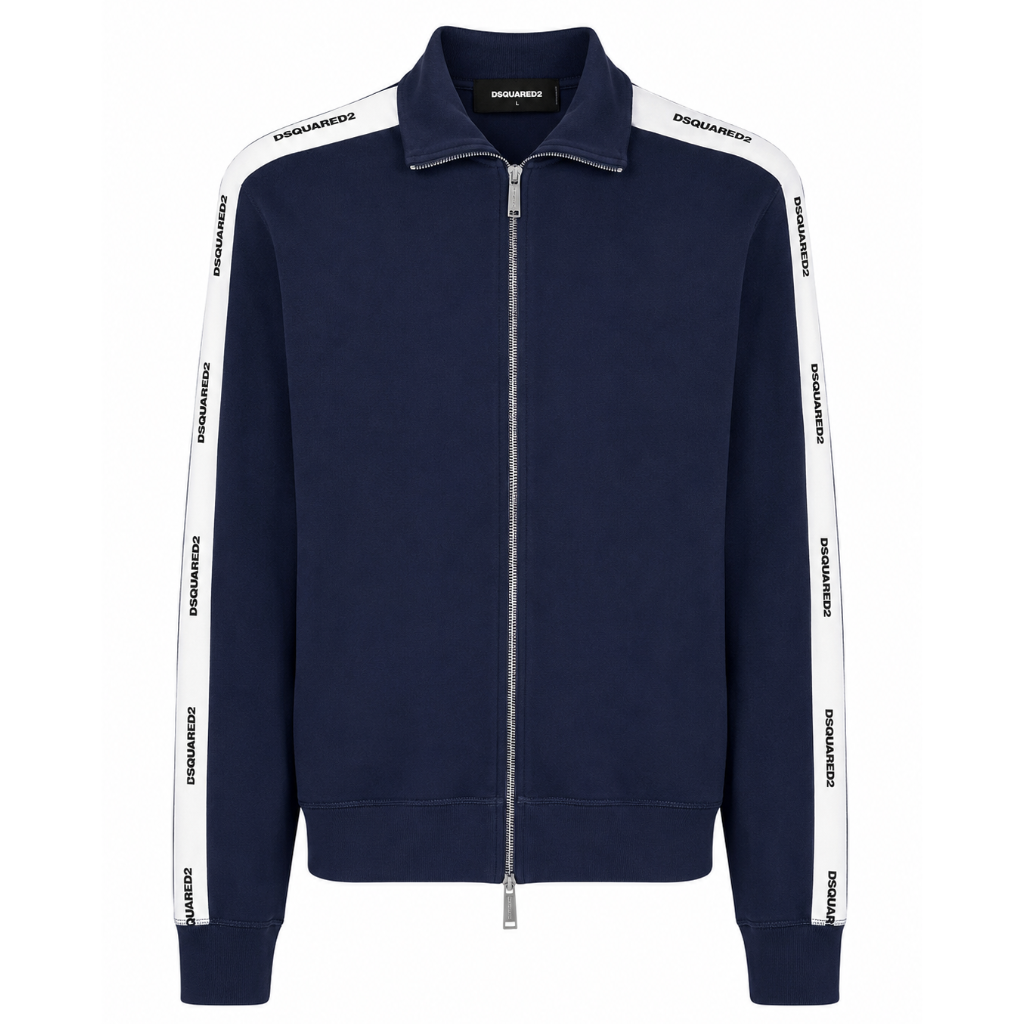 Dsquared2 Man Sweatshirt Cotton Bande Logate Blue