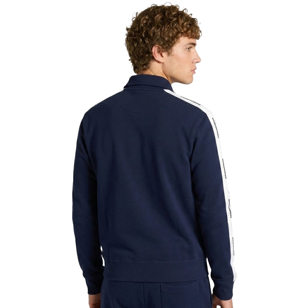 Dsquared2 Man Sweatshirt Cotton Bande Logate Blue