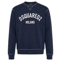 Dsquared2 Man Sweatshirt Crew Neck Distressed Blue