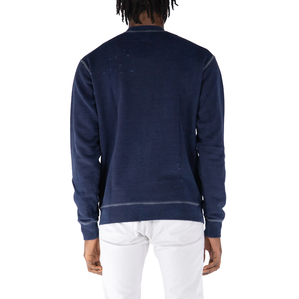 Dsquared2 Man Sweatshirt Crew Neck Distressed Blue