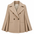 Loro Piana Fabric Woman Peacoat Double-Breasted Kimono Coats Beige