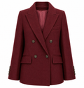 Loro Piana Fabric Woman Coat Short Double-Breasted Burgundy Red